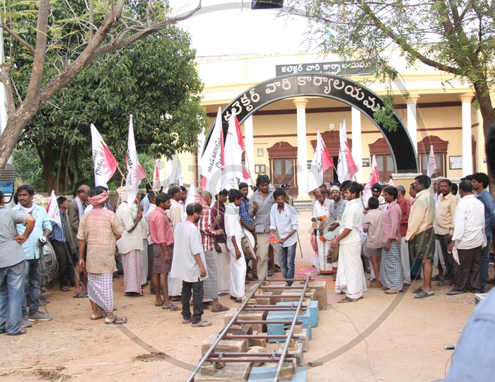 Image of Celebrations With Drums And Colour Splash At Collector Office