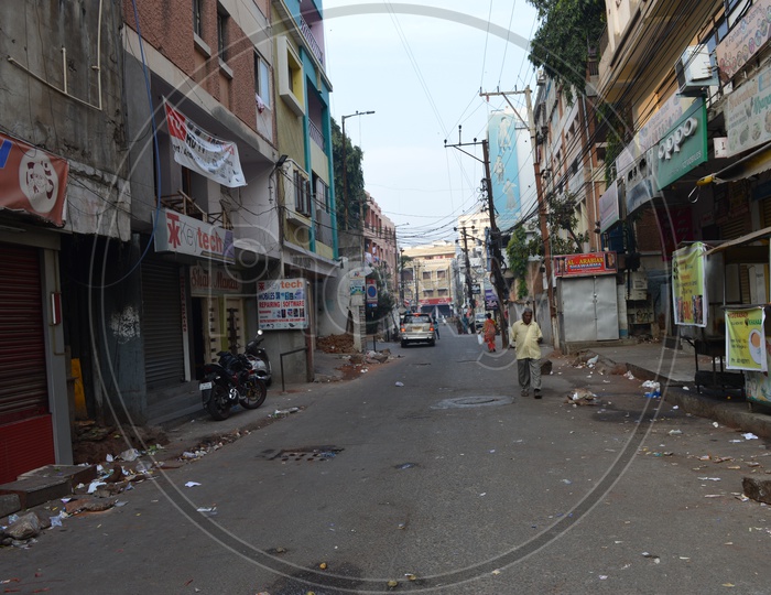 Street With  Shops Shut Close in Abids