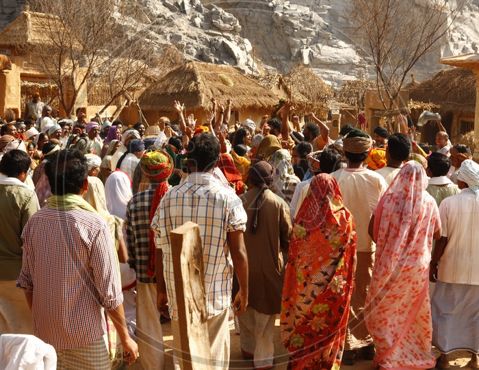 Villagers Crowd Gathering At a Place