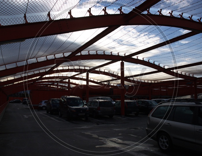 cars Parked under a Shelter