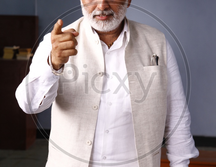 Indian Man  Or Indian Old  Man Or Politician  Posing With an Expression