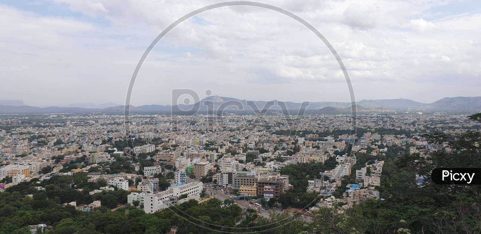 Aerial view of Tirupati town from Thirumala ghat road.