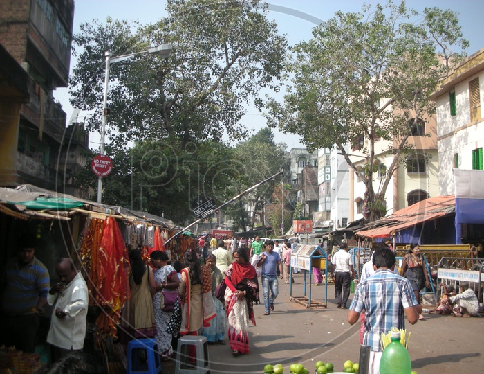 Busy Vendor Streets With Public Walking On The Streets