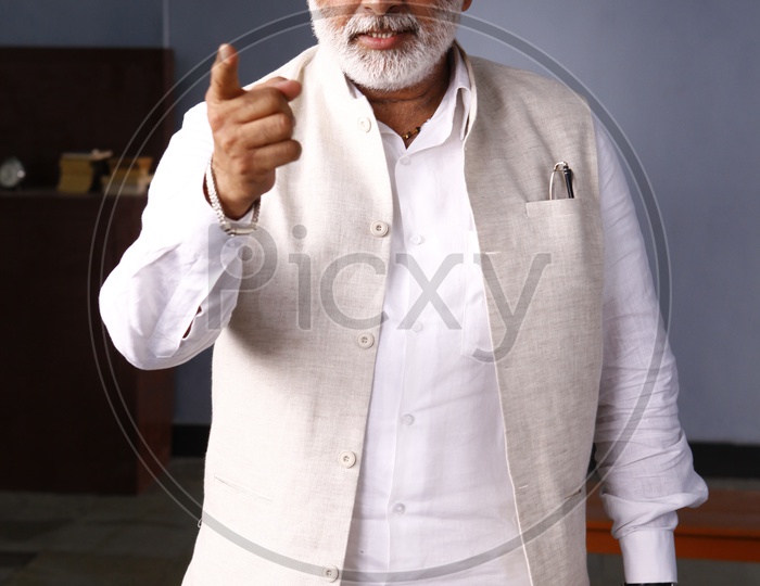 Indian Man Or Indian Old Man Or Politician Posing With an Expression