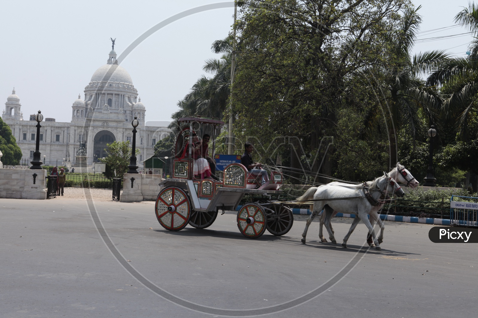 A Couple Enjoying Horse Chariot Rides in Kolkata