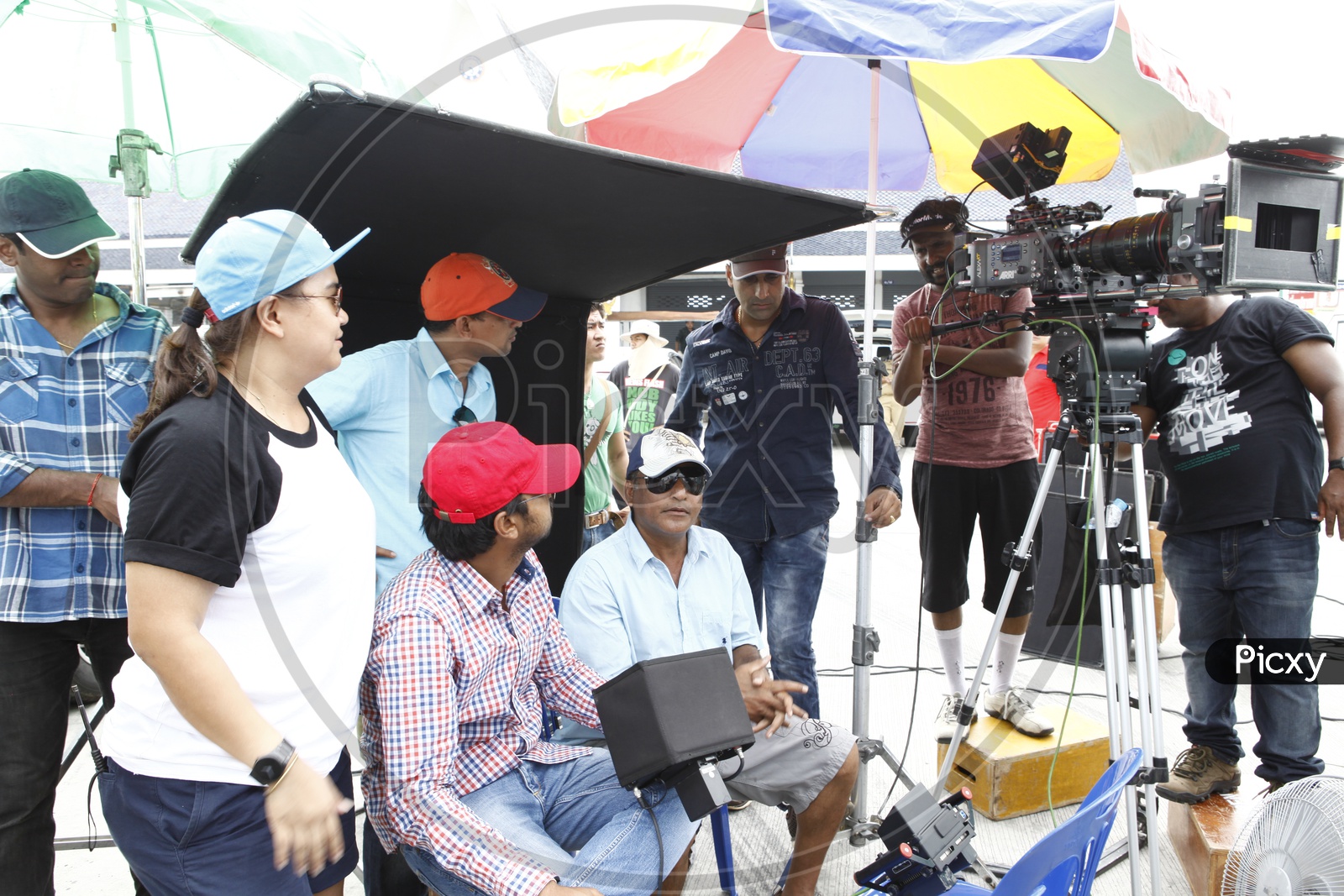 Movie Shooting Scenes With Camera And technicians