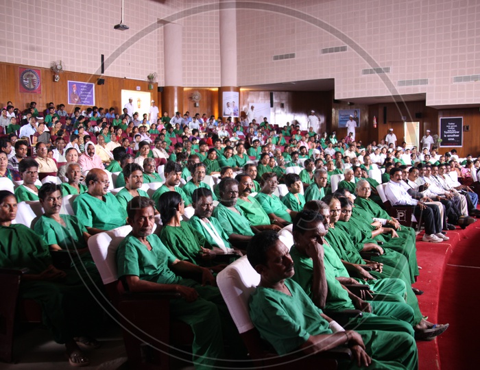 Hospital Auditorium With Doctors and Patients Attending a Conference