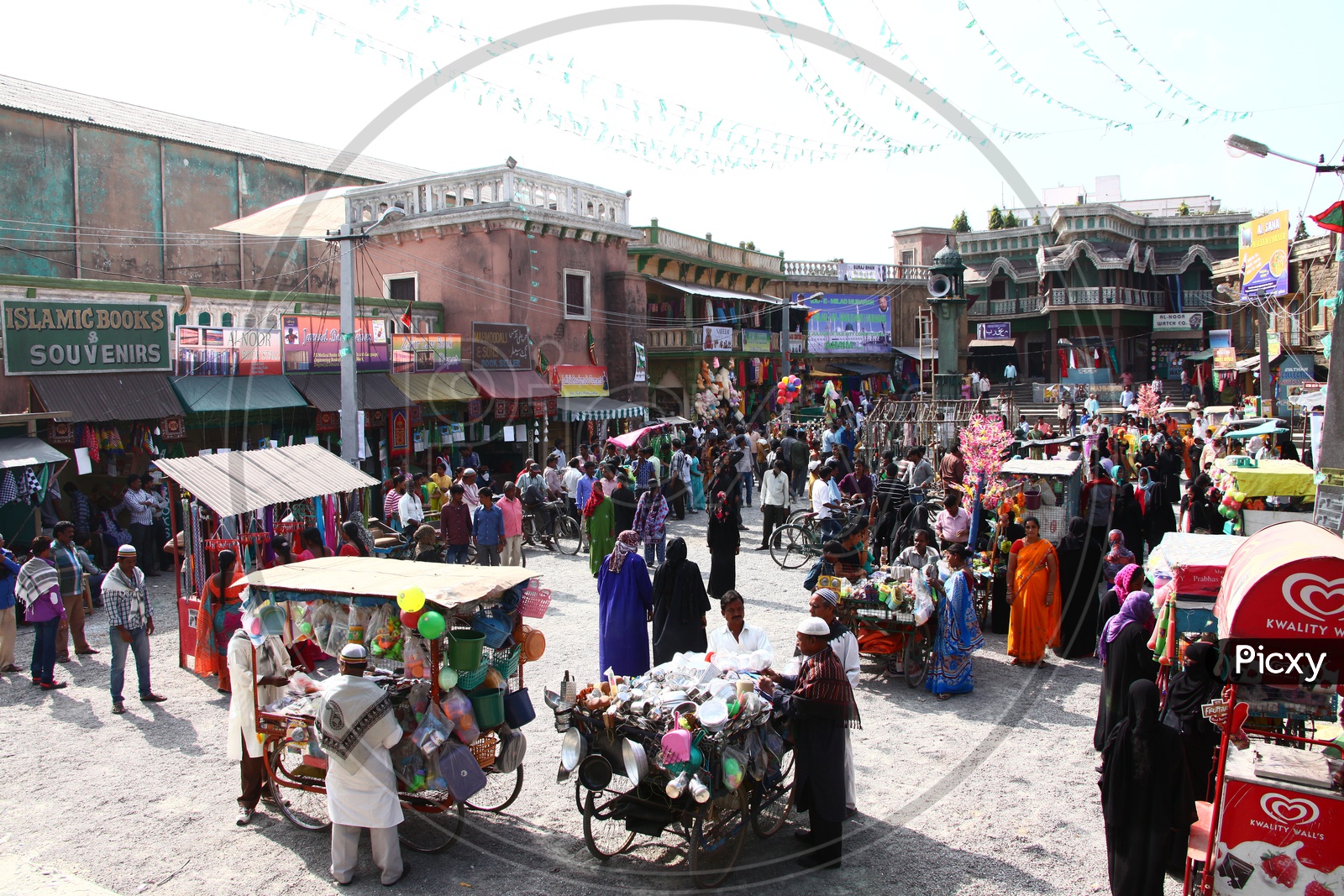 Busy Vendor Street With Stalls In a Muslim  Area