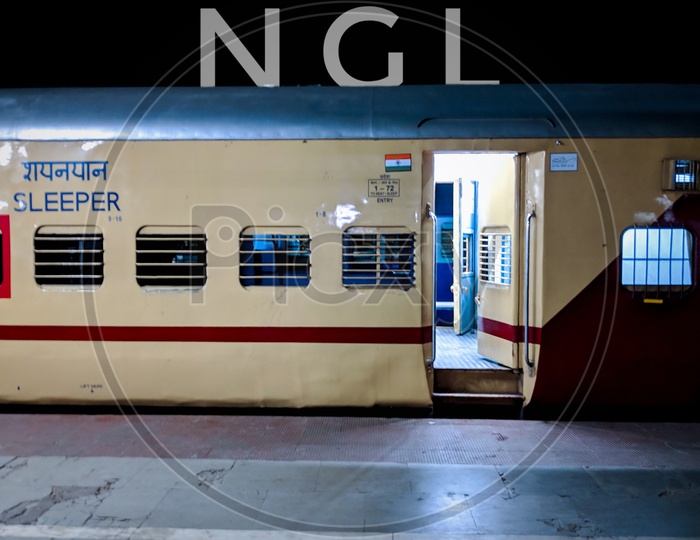 Train at night in Nagercoil railway junction