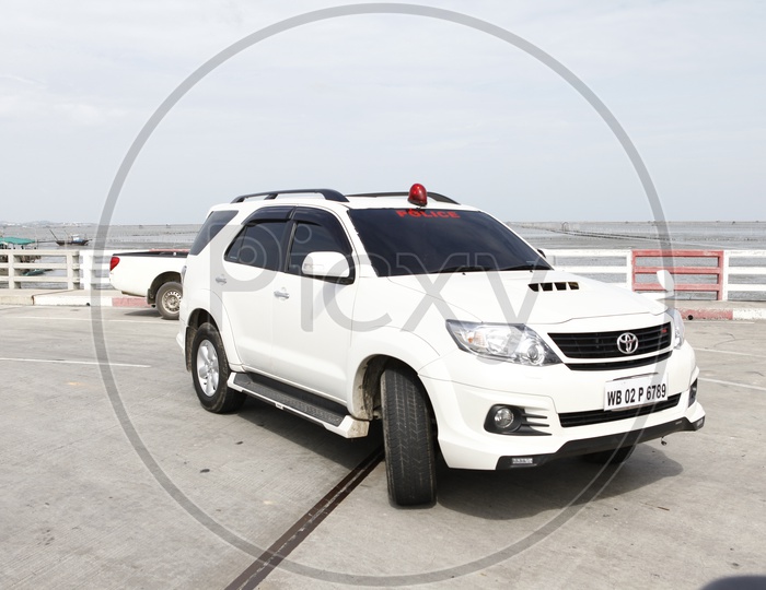 Police Car Vehicle with Red Siren Light