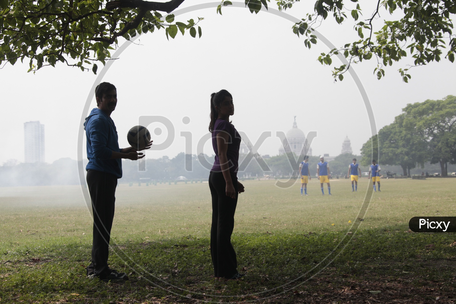 A couple in a Football Ground