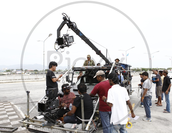 Action Sequence Or Stunt Sequence Shooting Working Stills of a Movie