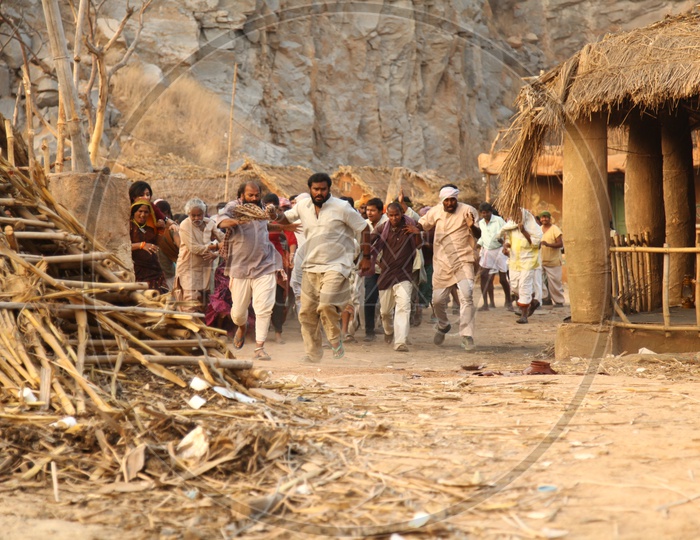 Ambush In a Rural Village Villagers Running In Panic