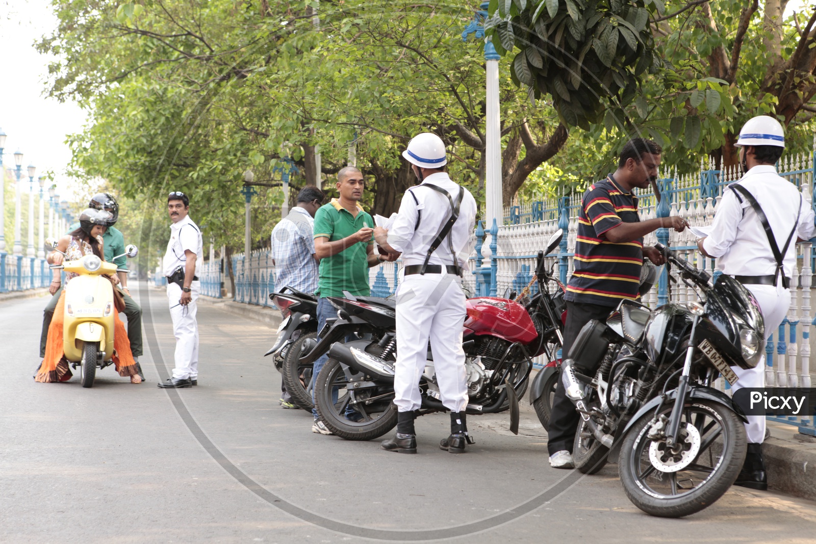 Traffic Police Checking Bike Documents and Licenses