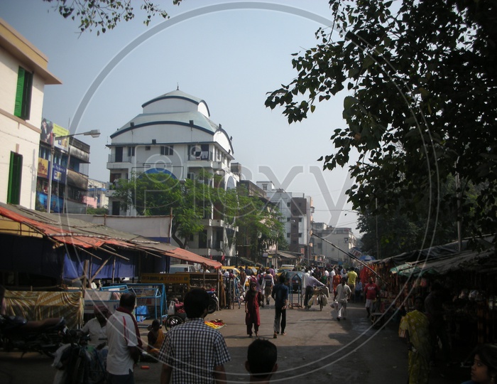 Streets of Kolkata With Vendor Shops or Stalls