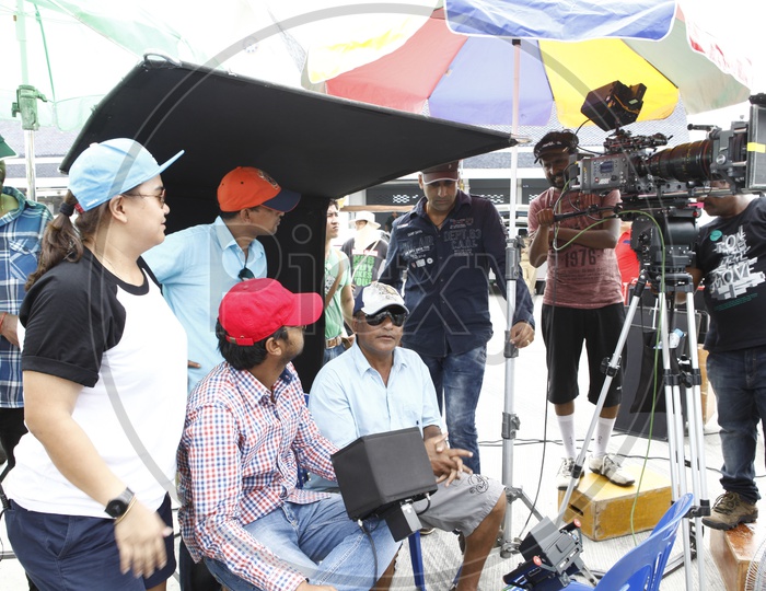 Movie Shooting Scenes With Camera And technicians