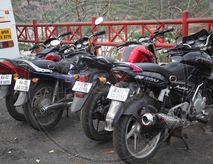 Bikes Parked In a Parking Place