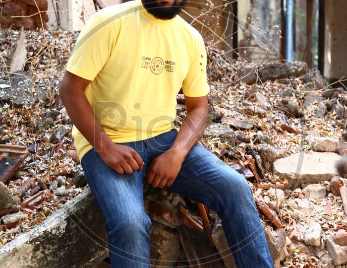 Young Indian Man With beard  and Posing