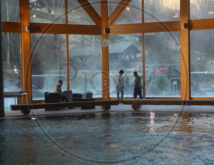 Men At a Indoor Pool
