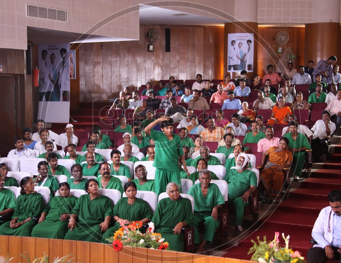 Hospital Auditorium With Doctors and Patients Attending a Conference