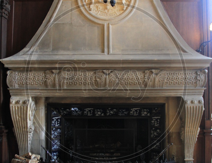 Hearth Furnace with Wood in Burghley House