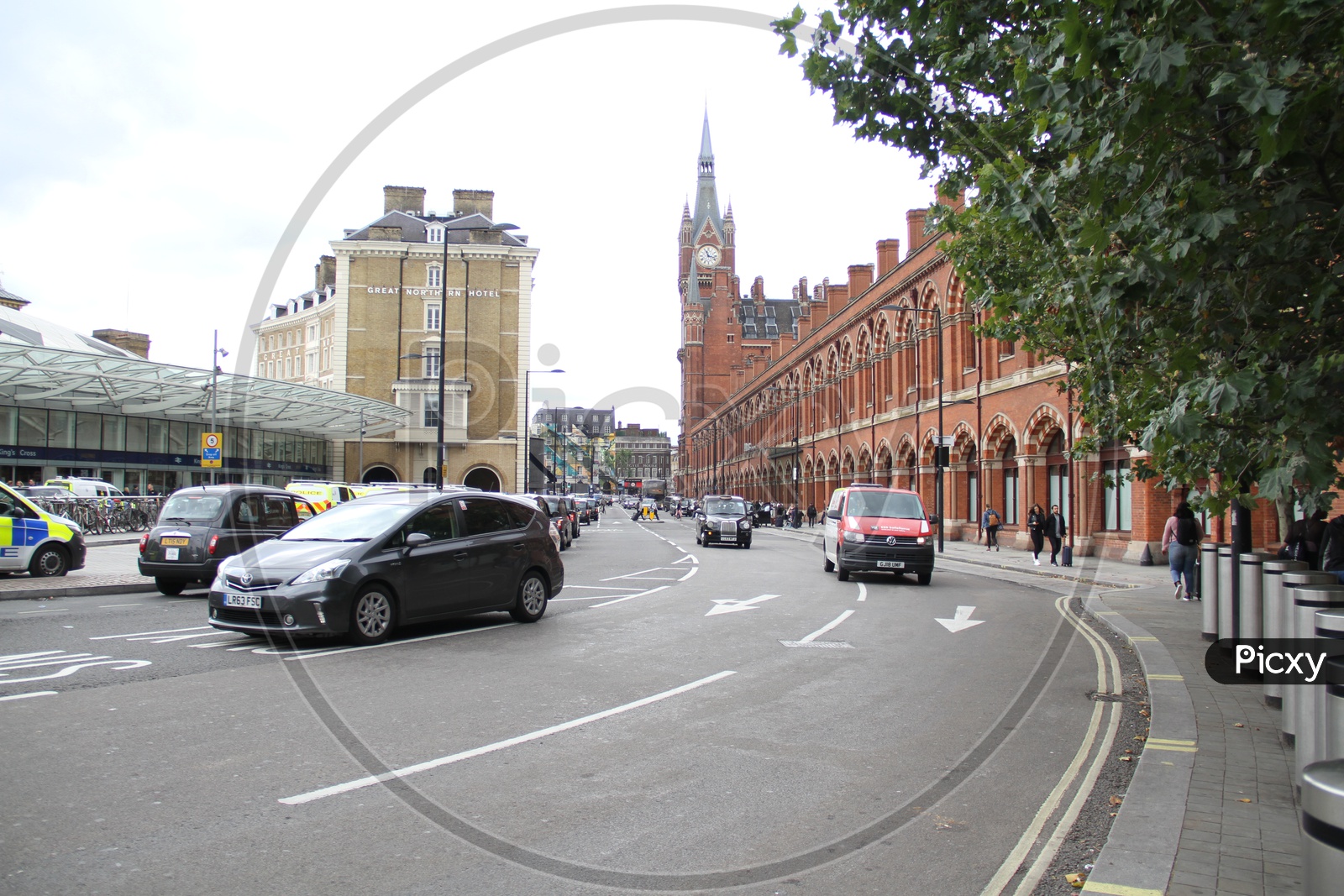 King's Cross underground Railway Station Road with Vehicles on Road