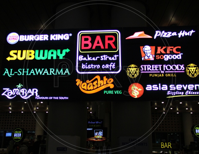 Food Outlet Name Board At a Food Court