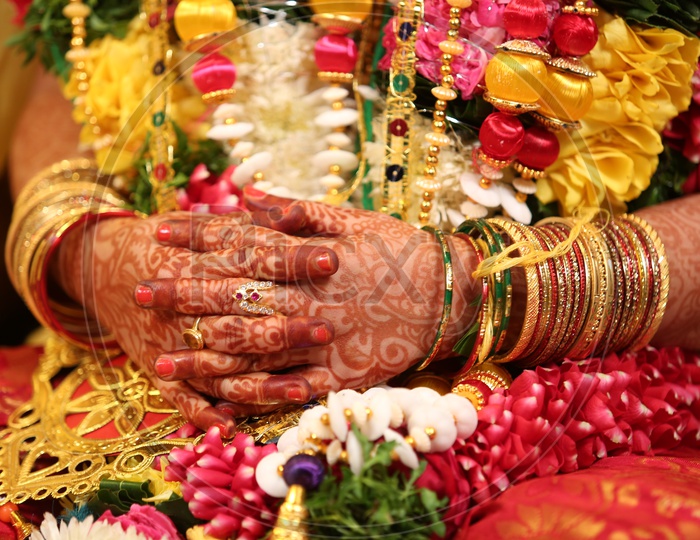 Indian bride with garlands