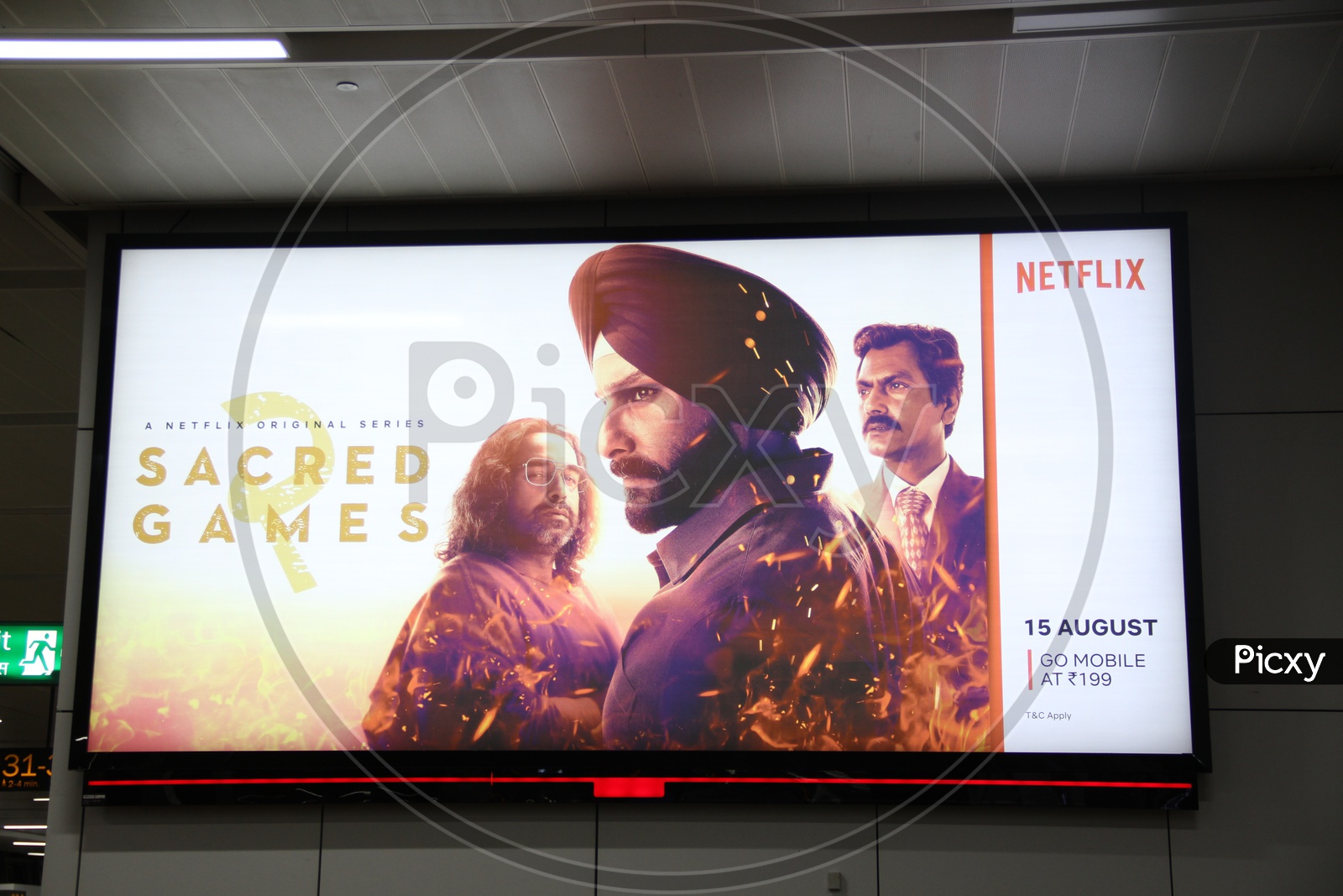 Sacred Games Displaying on TV in Mumbai Airport