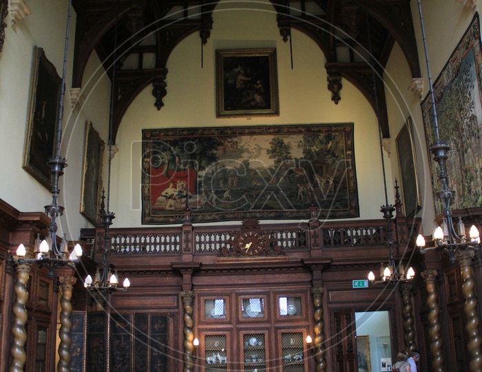 A Hall with Tourists at Burghley House