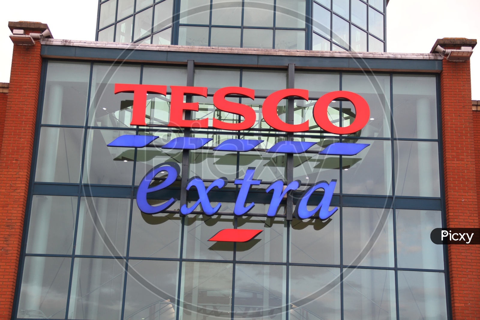 Closeup Shot of Tesco Extra Supermarket