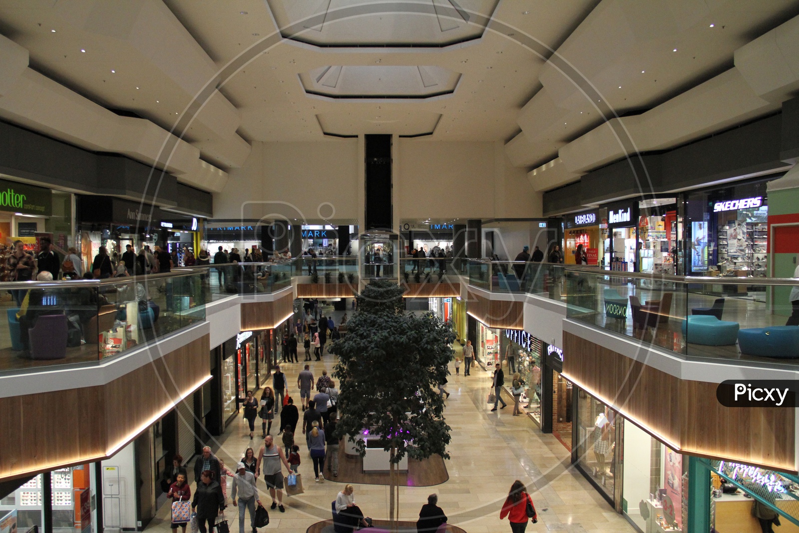 London Shopping Mall with Crowd inside