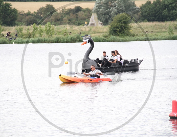 Boating and Rafting in Ferry Meadows Caravan and Motorhome Club Site