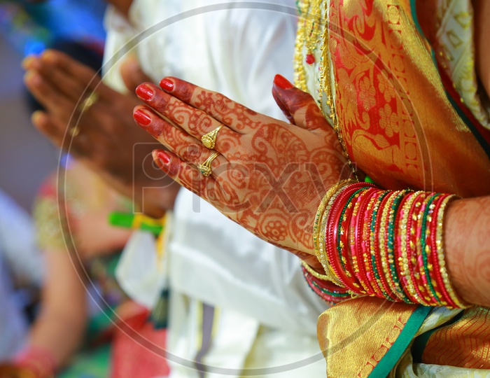 Indian Bride hands with bangles