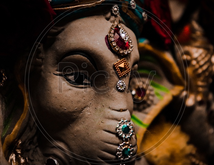 Lord Ganesh Idol Eyes Closeup