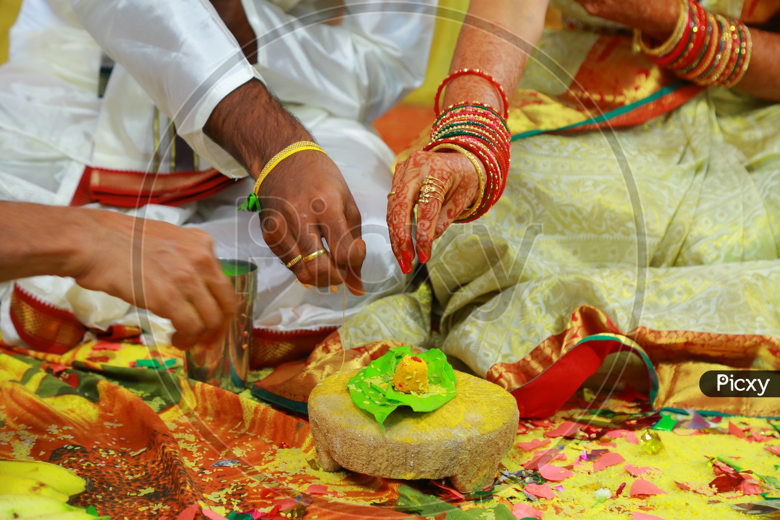 Indian Bride and Bride Groom during Pooja