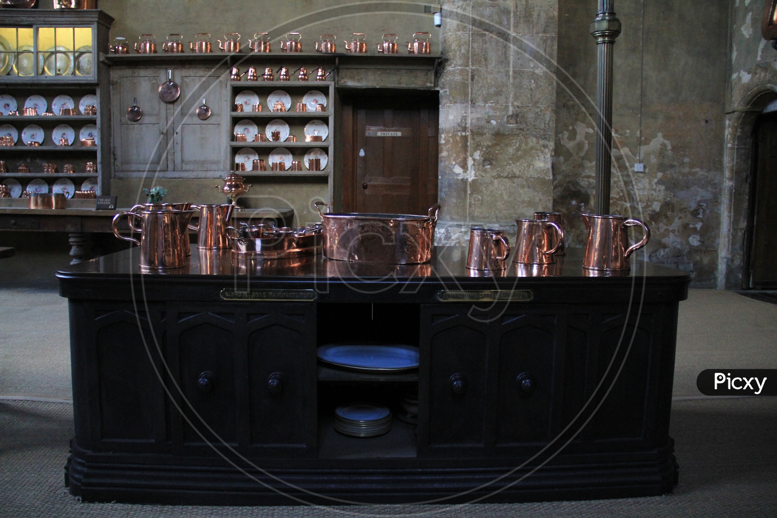 Copper Water Mugs and Utensils in Burghley House