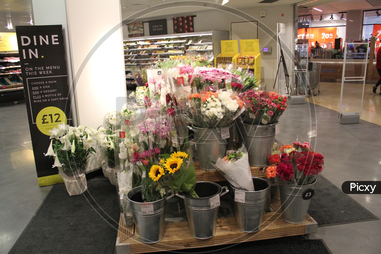 Flower Bouquets in a Shopping Mall