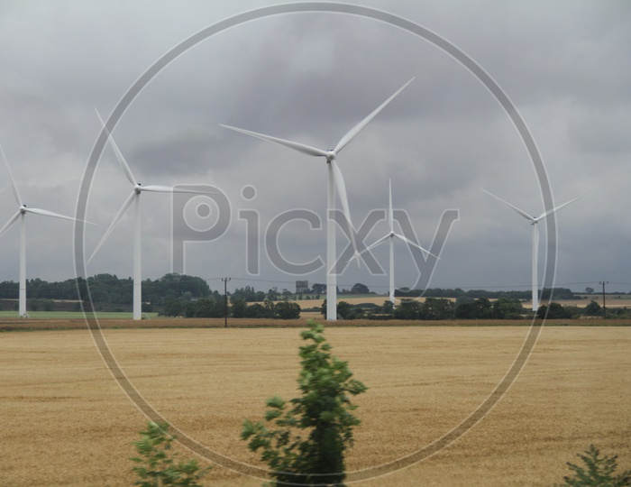 Wind Turbines in Fields, London