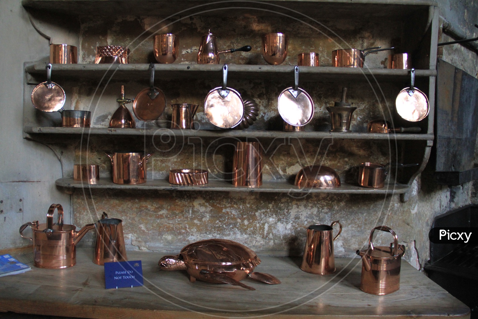 Copper Utensils in the Kitchen at Burghley House