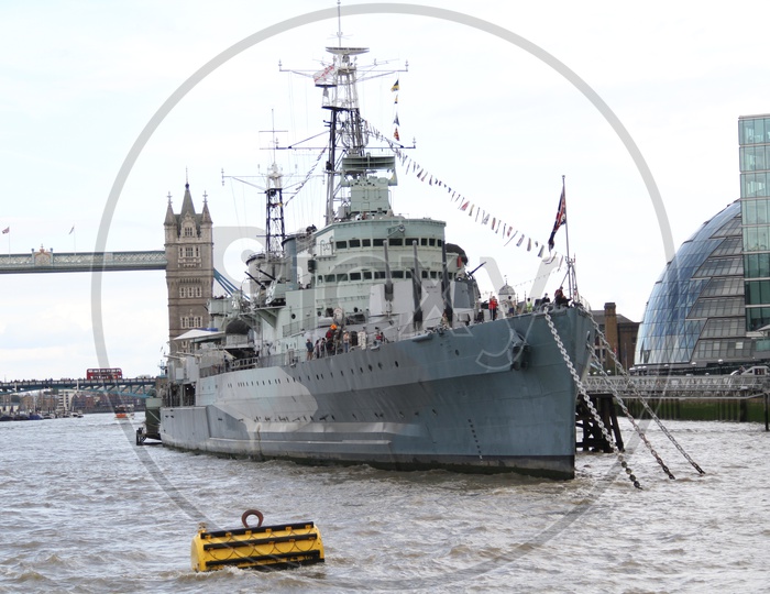 HMS Belfast Museum with Tower Bridge in Background