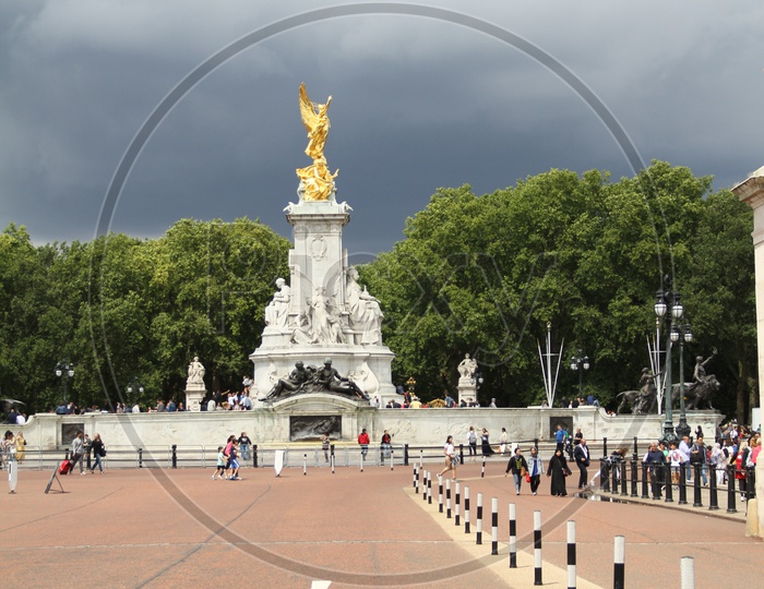 The Victoria Memorial at Buckingham Palace with Clouds in Sky