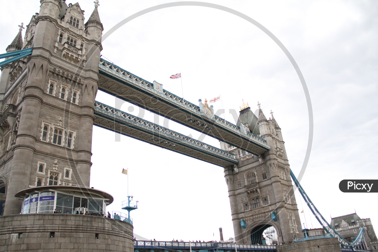 Tower Bridge with United Kingdom Flags