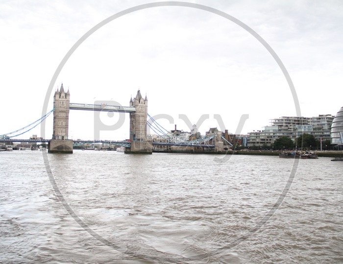 London Tower Bridge on Thames River