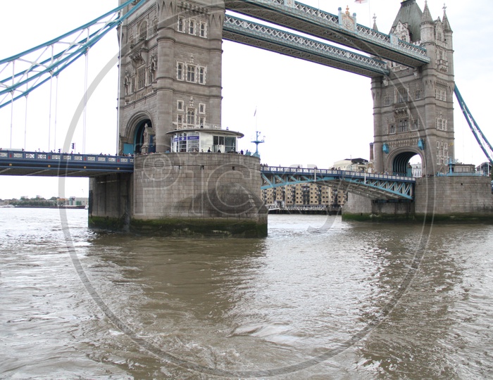 Tower Bridge on Thames River, London