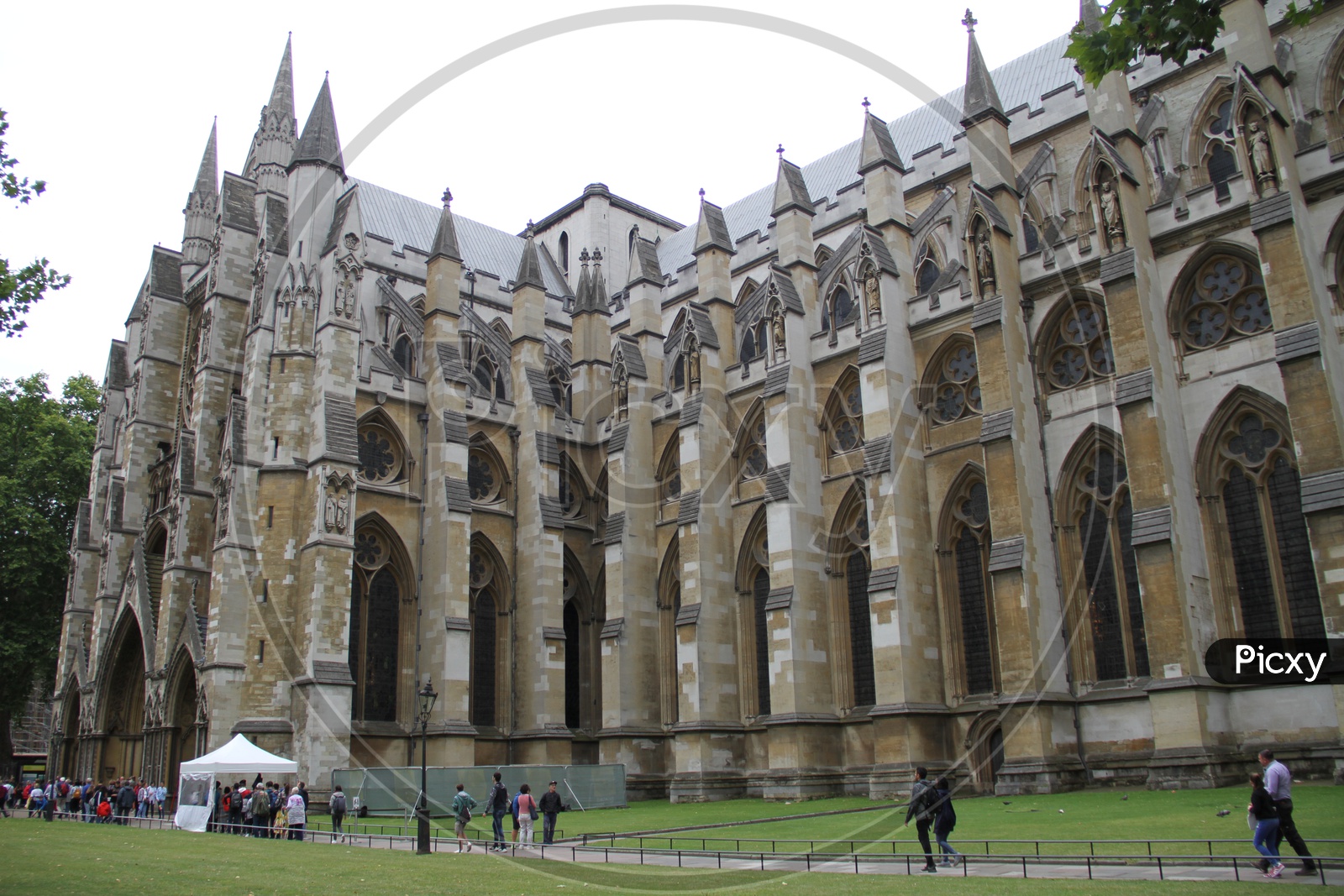Side View of Westminster Abbey or Collegiate church in London