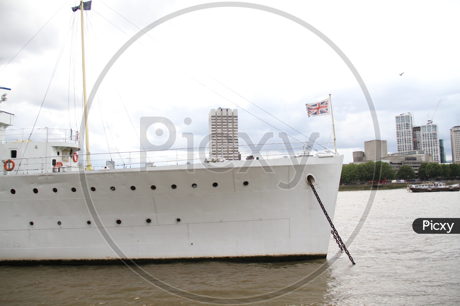 A Ship with United Kingdom Flag