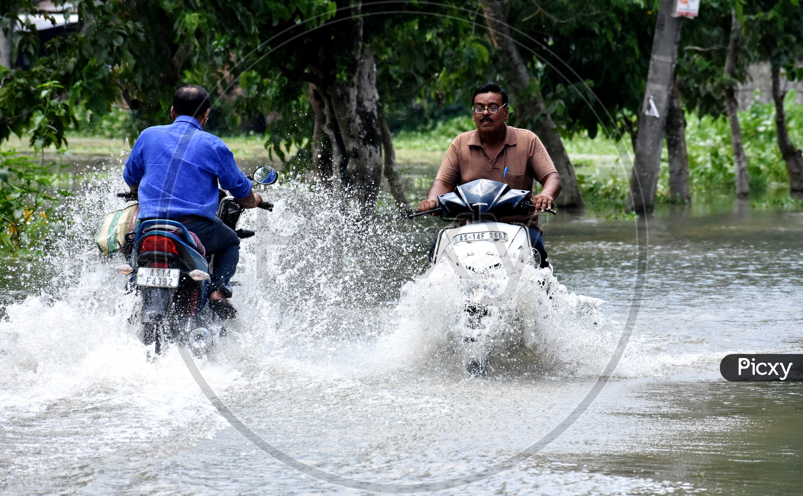 Bikers riding in Floods in nalbari ,assam