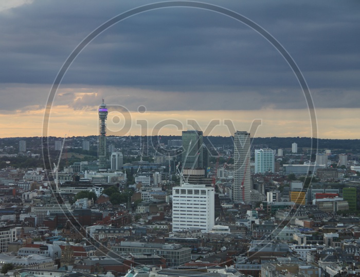 London Cityscape with High Rise Buildings