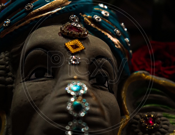 Ganesh idol Eyes Closeup